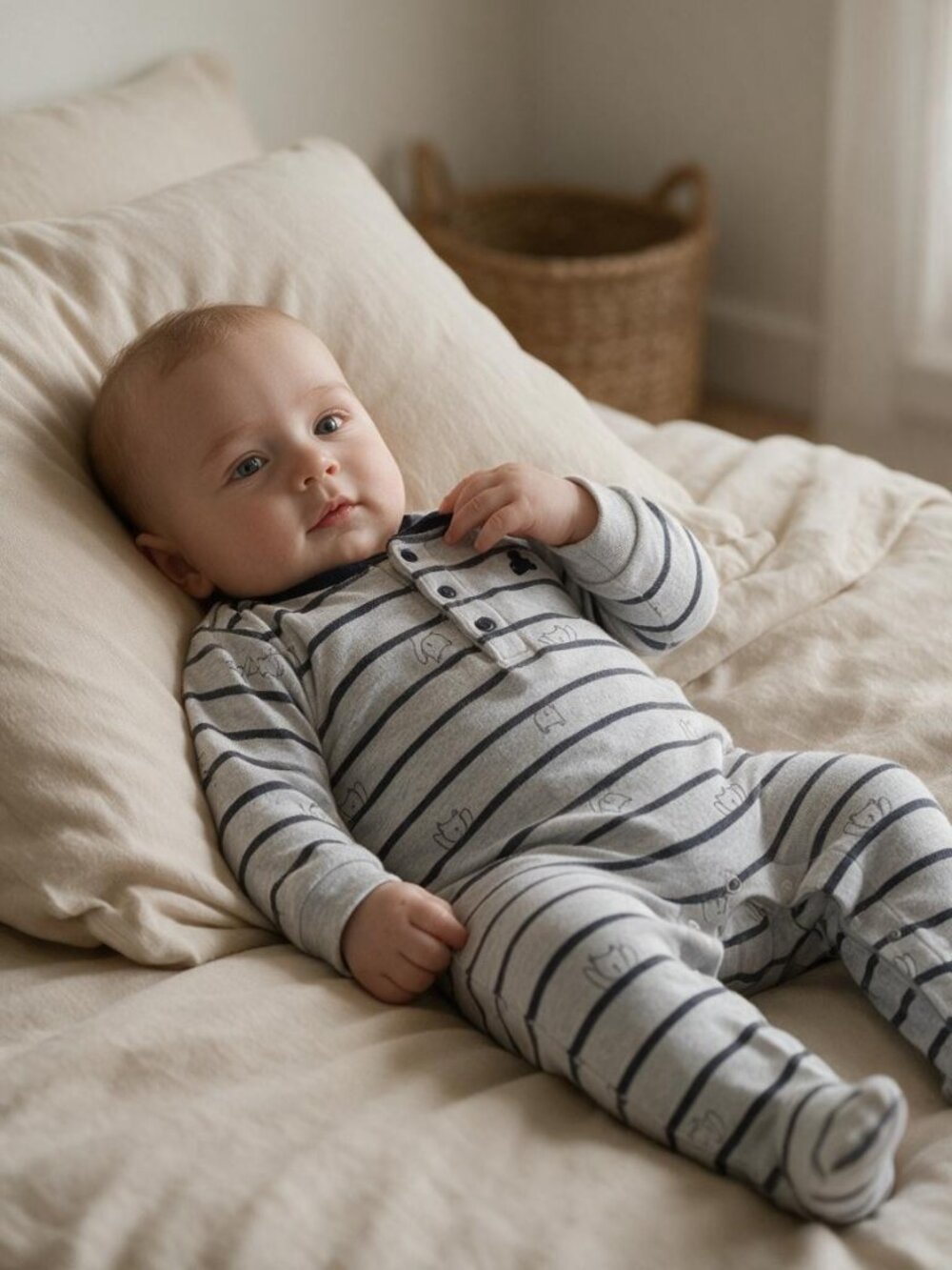 Baby Gap Striped Bear Footie 3-6 Months